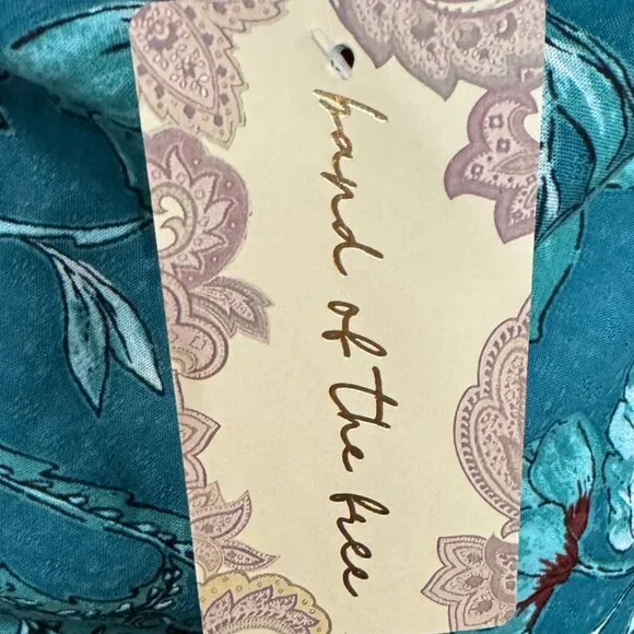 A4. XS - BOG Band of the Free - Floral Deep Teal Sleeveless Midi Dress NEW - Picture 6 of 7